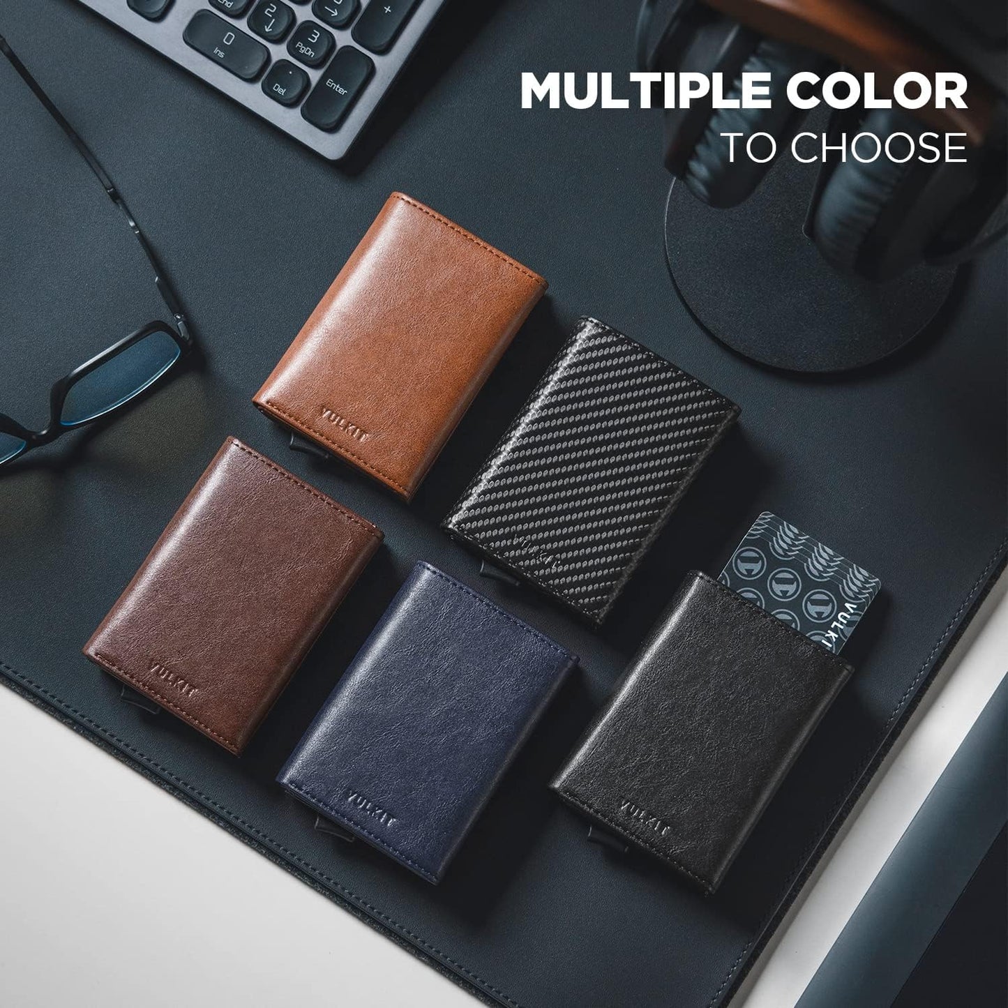 VULKIT Mens Wallets RFID Blocking Leather Smart Credit Card 11x8x2cm NEW