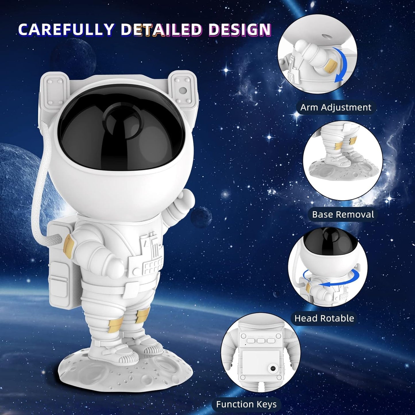Astronaut Figure Galaxy Star Projector Decorative Night Light with Remote NEW