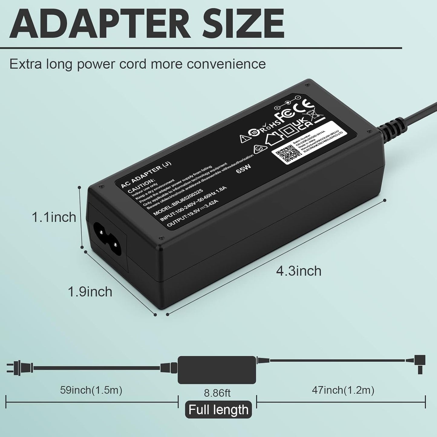 65W 19V Black Power Adapter Charger for JBL ASUS Toshiba Laptops DEMO