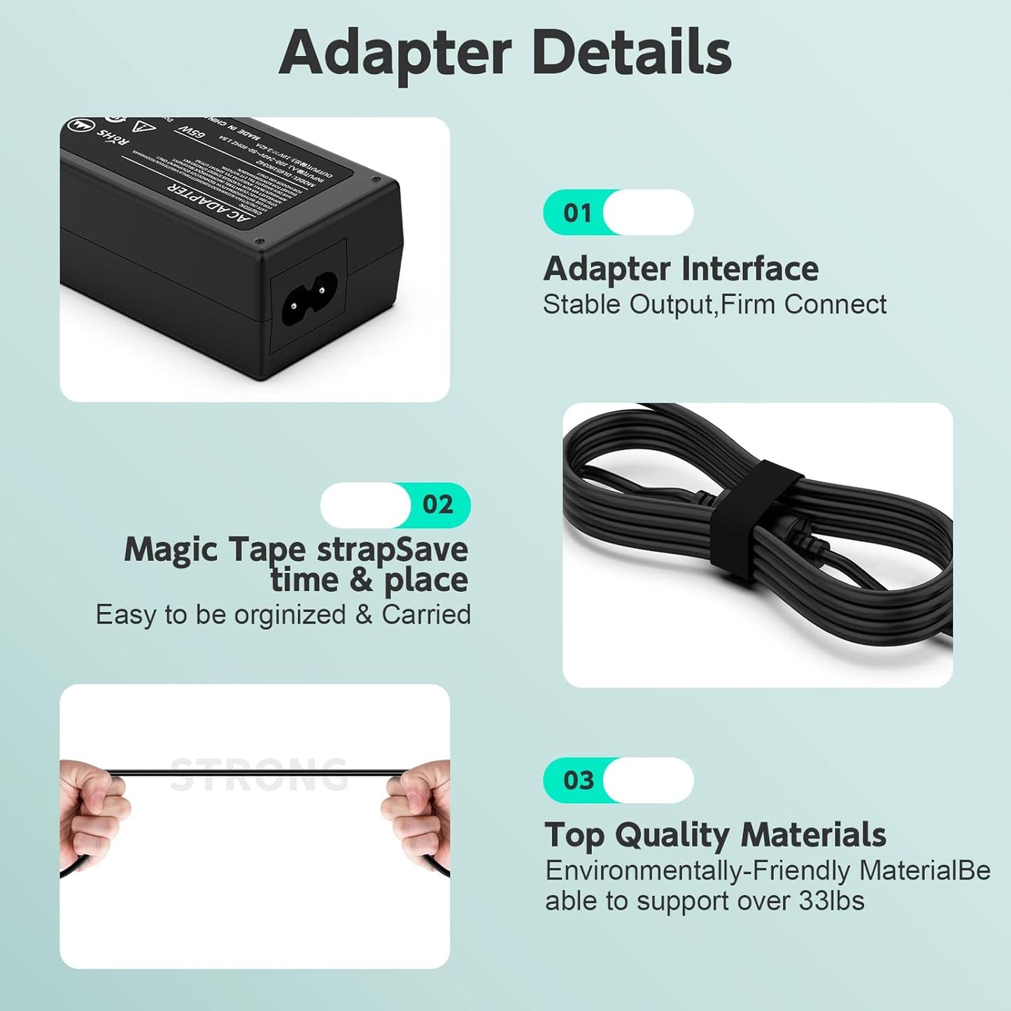 65W 19V Black Power Adapter Charger for JBL ASUS Toshiba Laptops DEMO