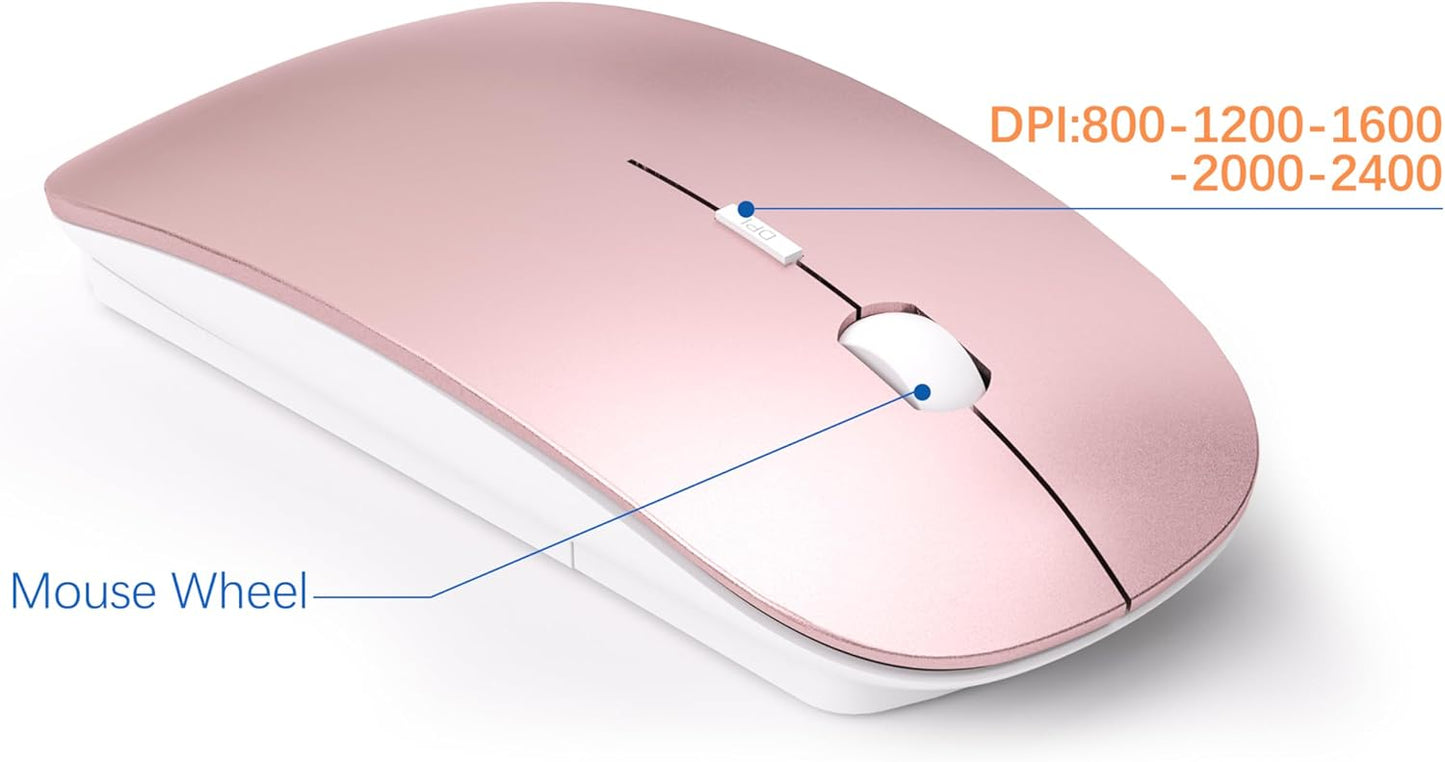 Ultra Slim Wireless Keyboard and Mouse Combo Set in Rose Gold & White NEW