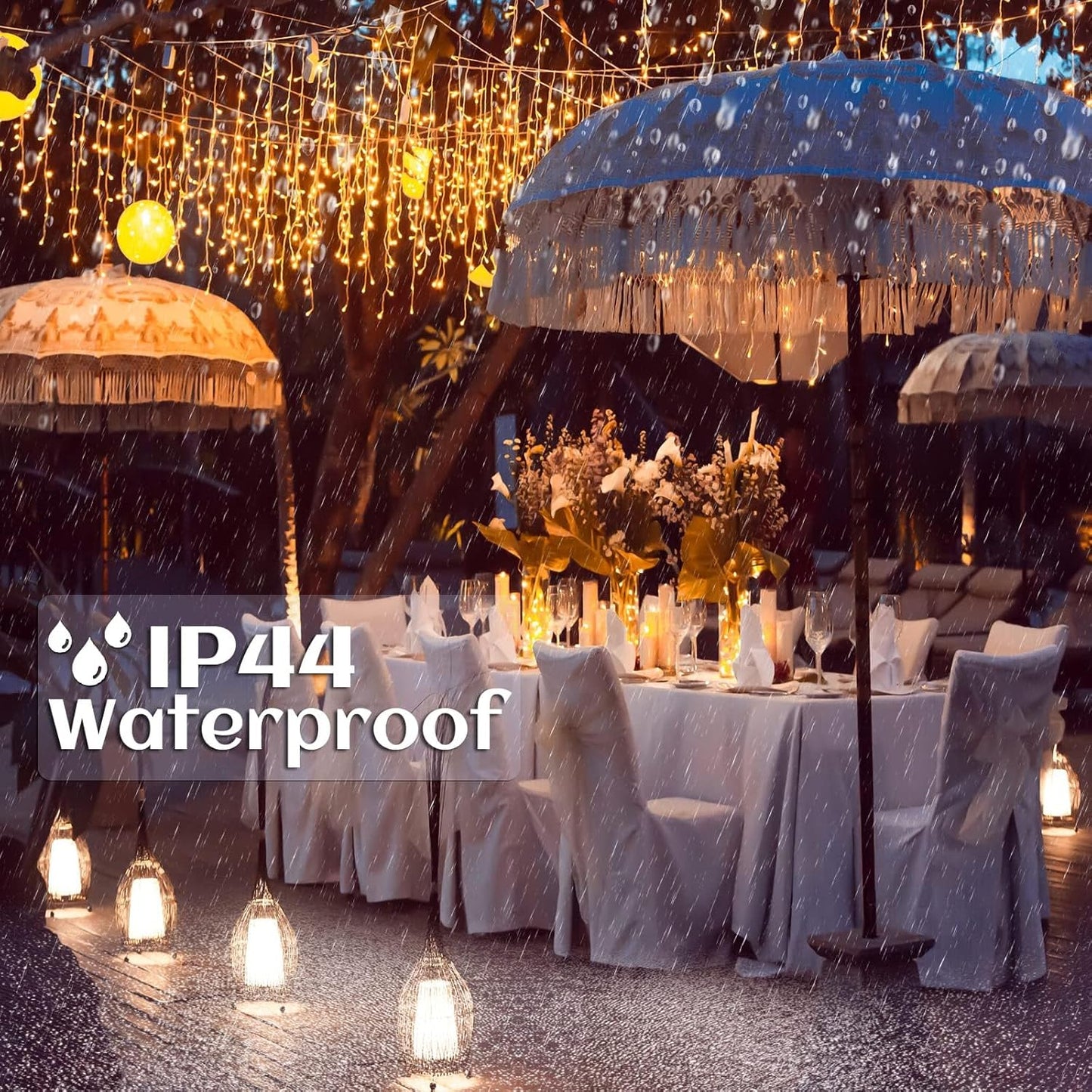 Warm White Icicle Lights Outdoor Cascading Design 75 Bulbs 10m NEW