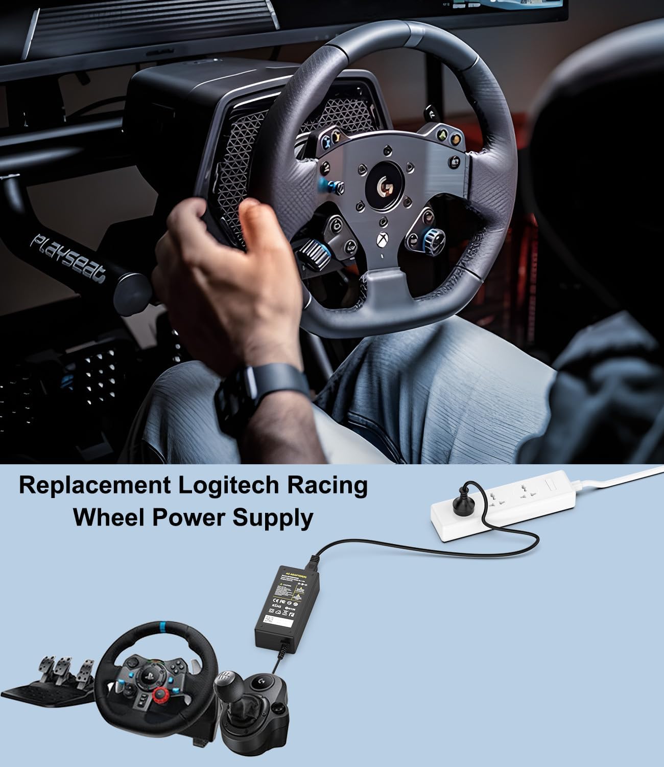 24V Charger AC Adapters for Logitech G29 G27 G25 G923 G920 G940 GT Driving DEMO