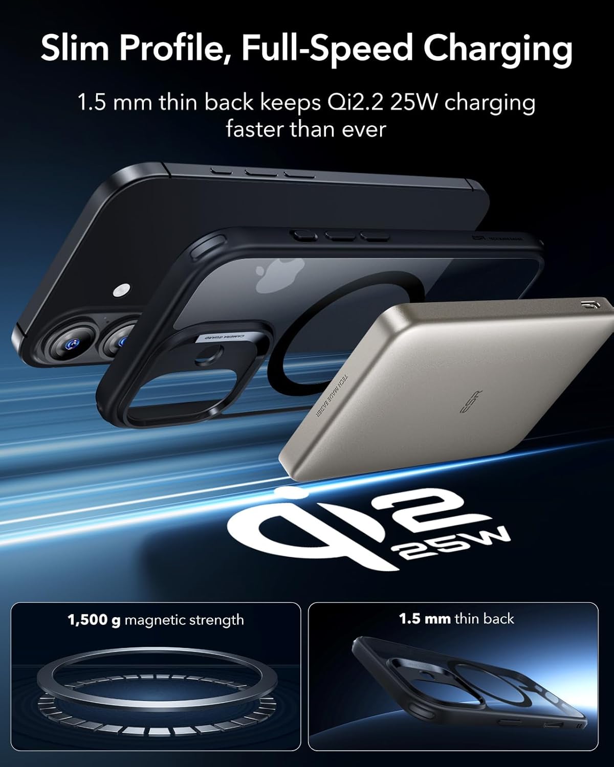 ESR Hybrid Phone Case Compatible with MagSafe Black & Clear iPhone 17 NEW