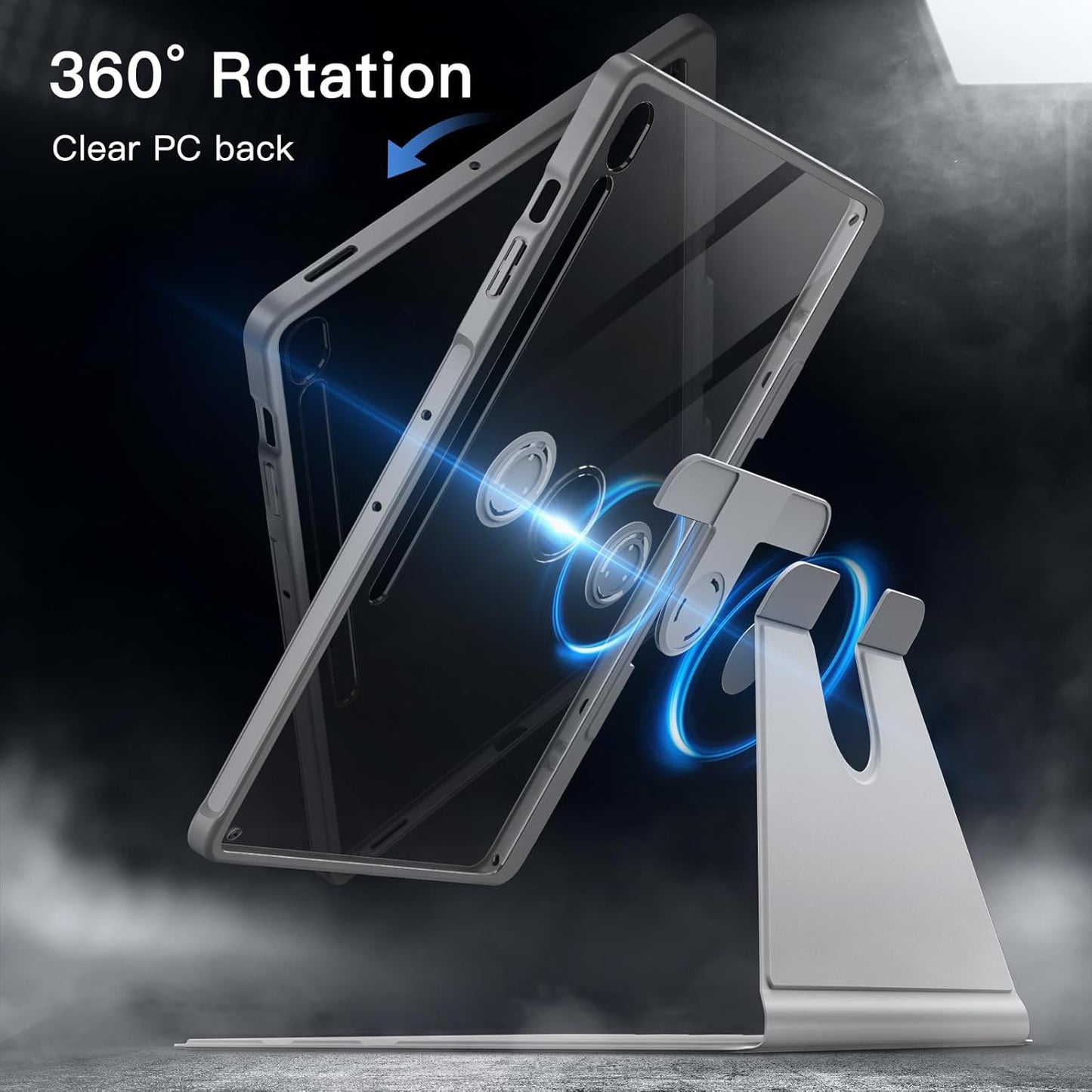 JETech 13.1" Rotating Tablet Case for Samsung Galaxy Tab S10 FE+ in Silver NEW