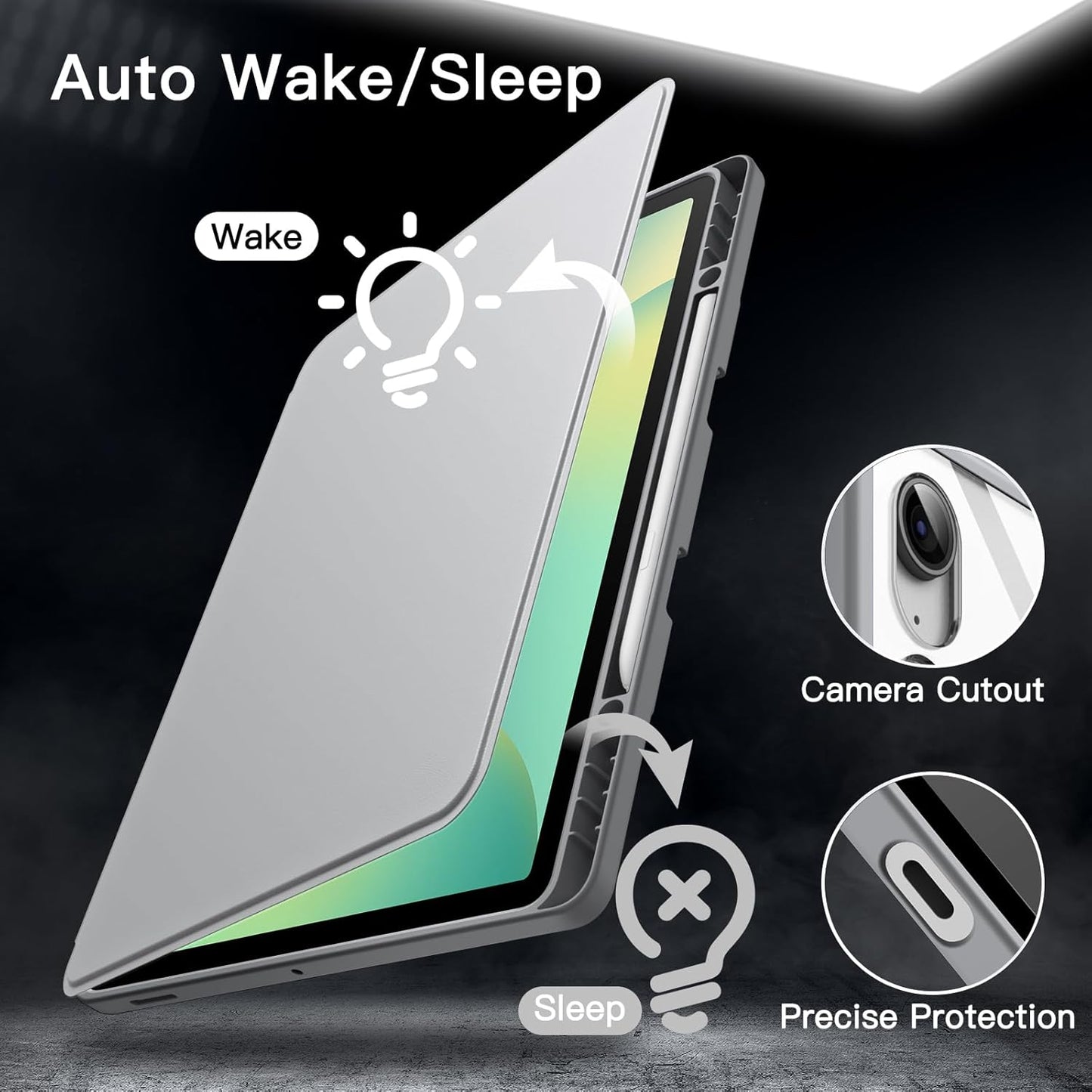 JETech 13.1" Rotating Tablet Case for Samsung Galaxy Tab S10 FE+ in Silver NEW