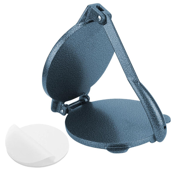 ViviCreate 8" Heavy Duty Cast Iron Tortilla Press with 100pcs Paper Blue NEW