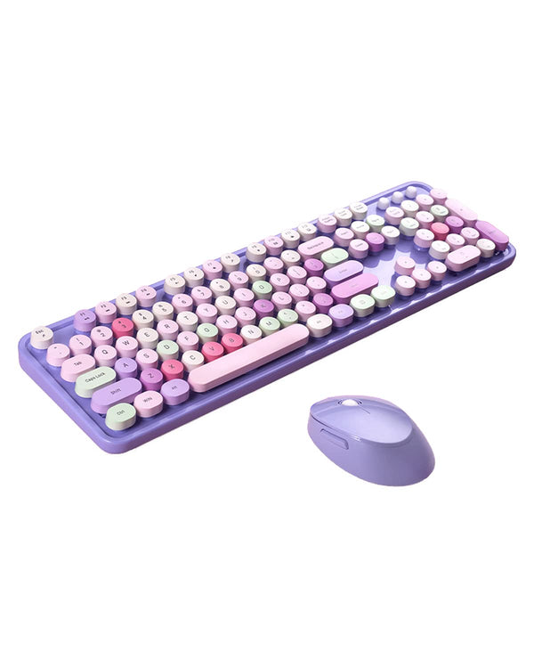 MOFII 2.4Ghz USB Wireless Full Sized Keyboard and Mouse Combo Set in Purple NEW