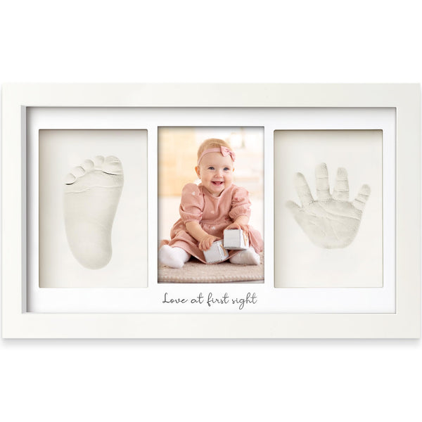 KeaBabies Baby Handprint and Footprint Clay Keepsake Frame Kit Alpine White NEW