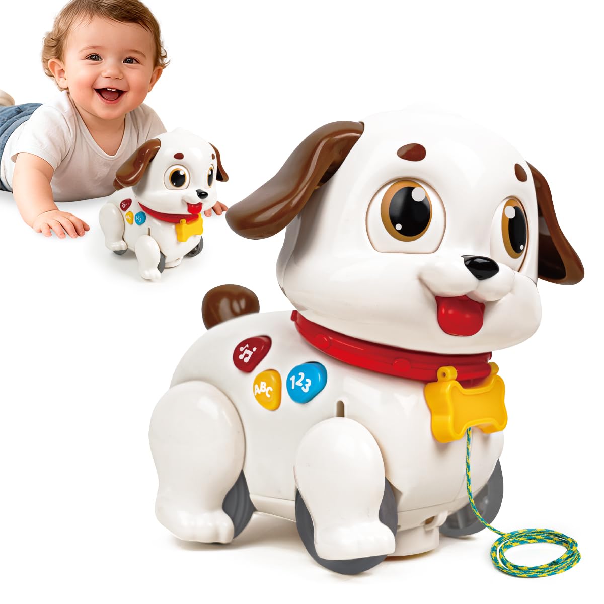 Hola Push & Pull Dancing Puppy Tummy Time Toy for Ages 6-12 Months DEMO