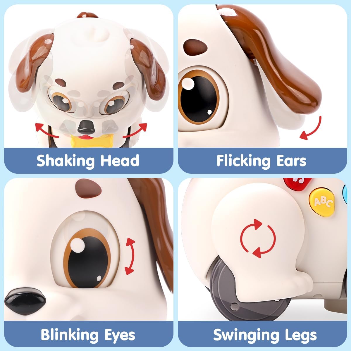Hola Push & Pull Dancing Puppy Tummy Time Toy for Ages 6-12 Months DEMO
