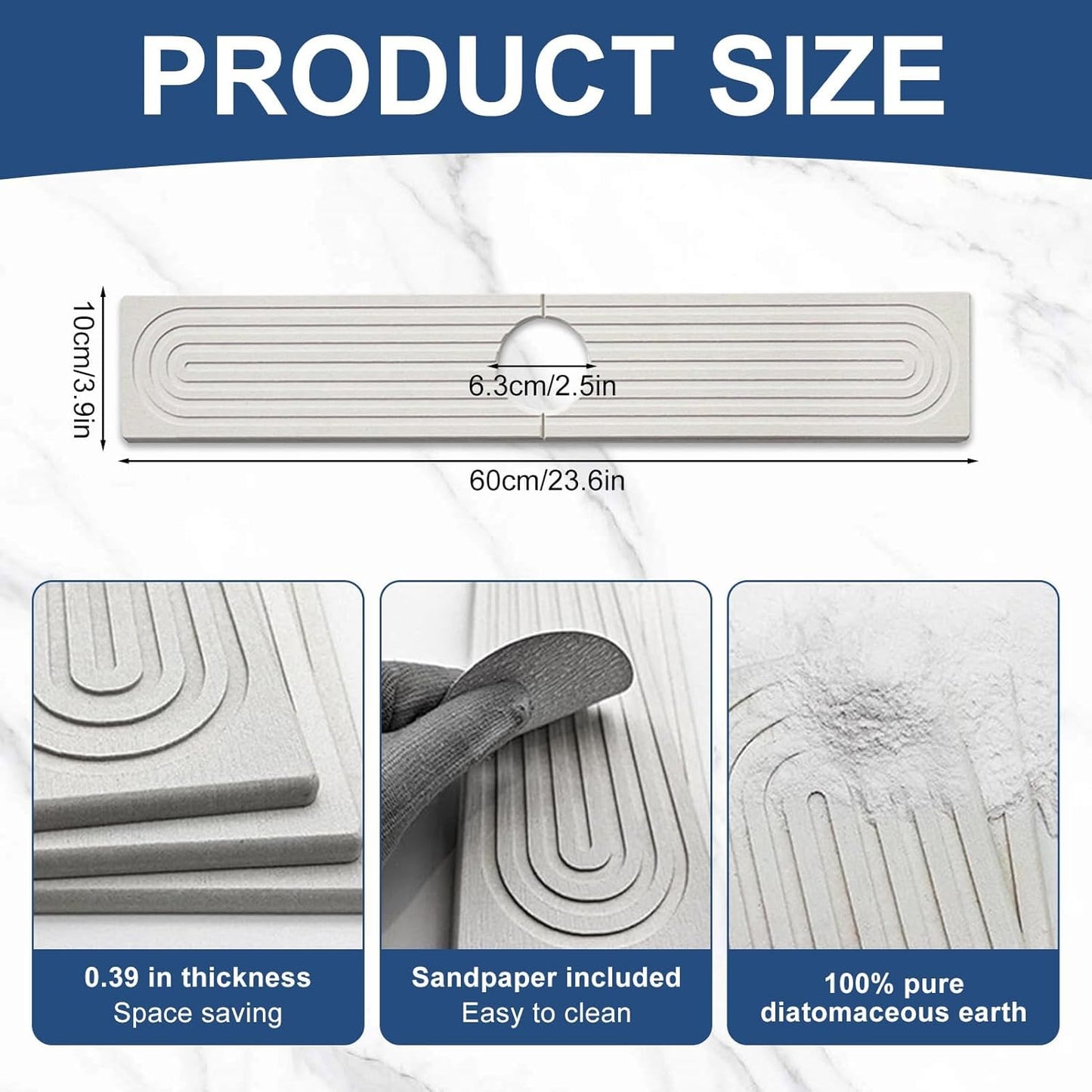 Super Absorbent Diatomite Kitchen Rugs & Mats Fast Drying White Size NEW
