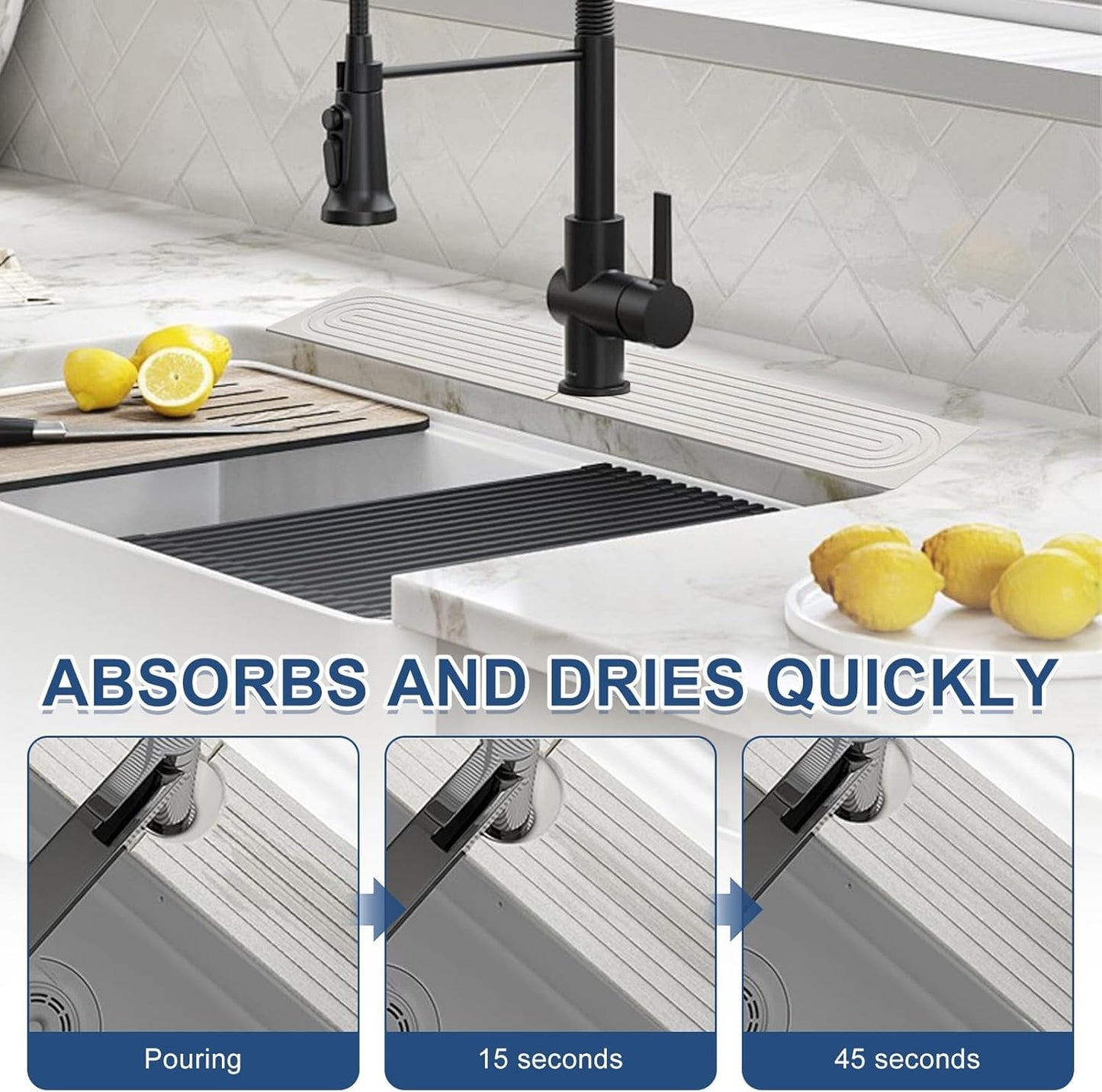 Super Absorbent Diatomite Kitchen Rugs & Mats Fast Drying White Size NEW