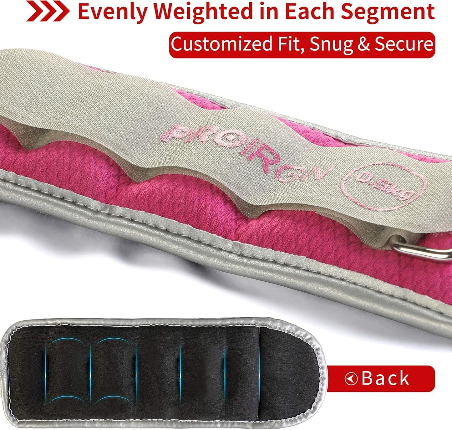 PROIRON Reflective Wrist & Ankle Weights Set, 2 x 0.5kg Adjustable Workout NEW