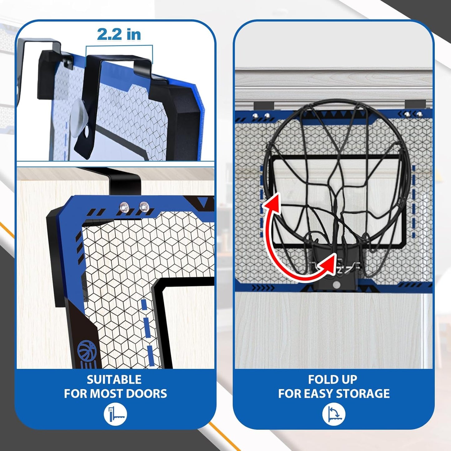 OCHIDO Mini Toys Basketball Hoop for Kids Indoor Door Room with 3 Balls NEW