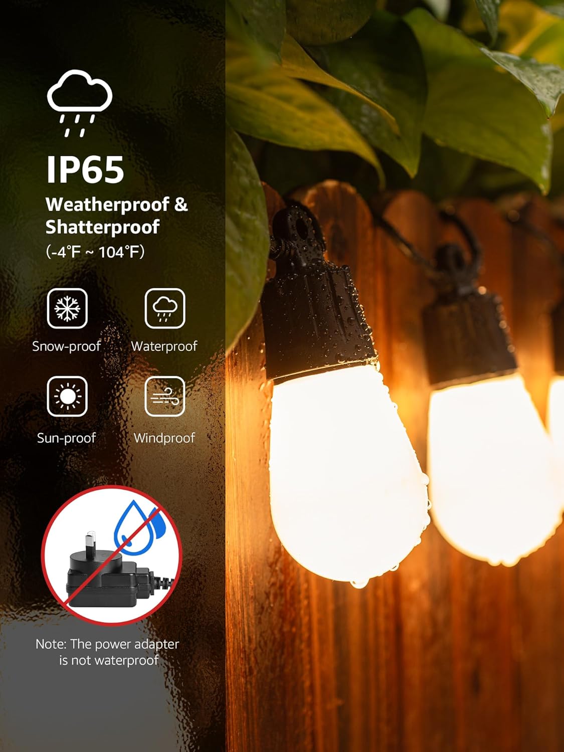 Lepro 30m Outdoor String Lights Dimmable RGB & Warm White Festoon Bulbs DEMO