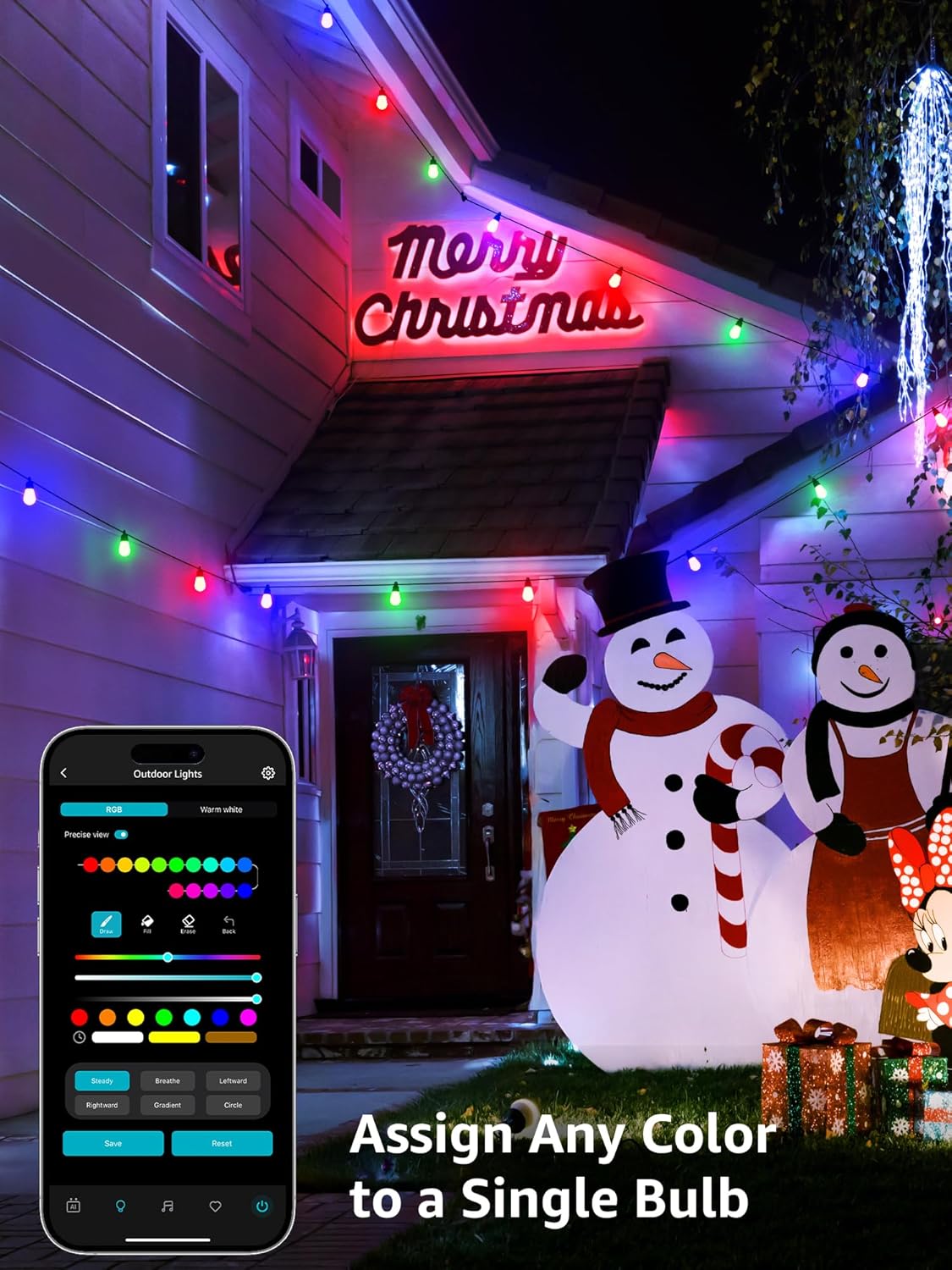 Lepro 30m Outdoor String Lights Dimmable RGB & Warm White Festoon Bulbs DEMO