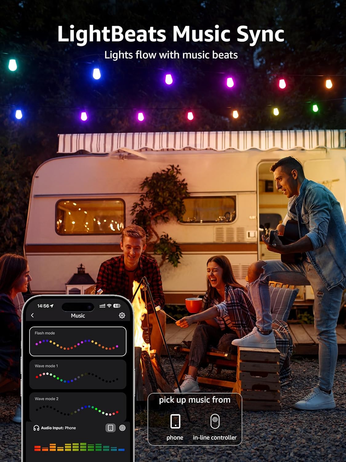 Lepro 30m Outdoor String Lights Dimmable RGB & Warm White Festoon Bulbs DEMO