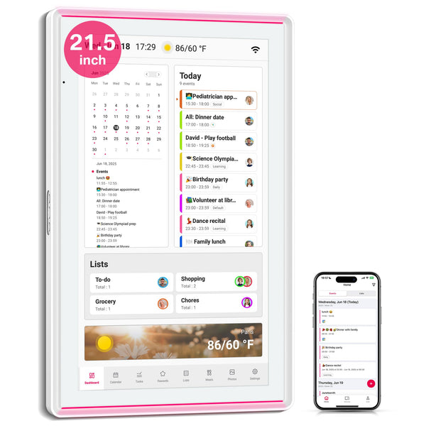 BIGASUO 15.6" Digital Calendar Smart Touchscreen Wall Planner Interactive DEMO