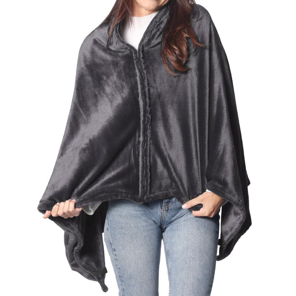 Sash & Blankets Bloom Unisex Oversized Heated Blanket Shawl Charcoal Size NEW