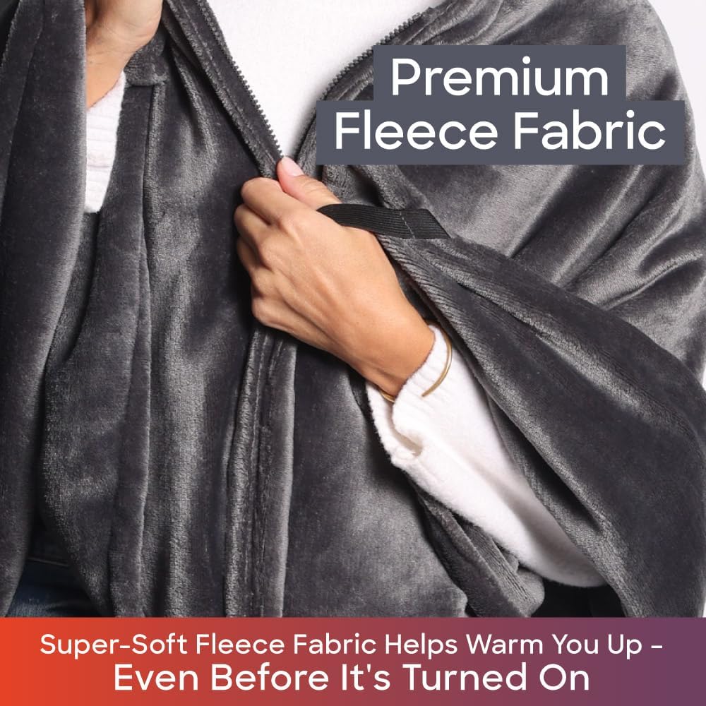 Sash & Blankets Bloom Unisex Oversized Heated Blanket Shawl Charcoal Size NEW