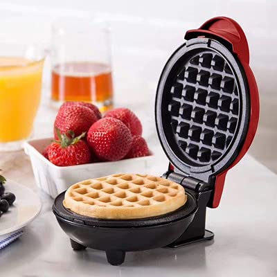 Portable Electric Waffle Maker Non-Stick Small Kitchen Appliance Red Size 4 NEW