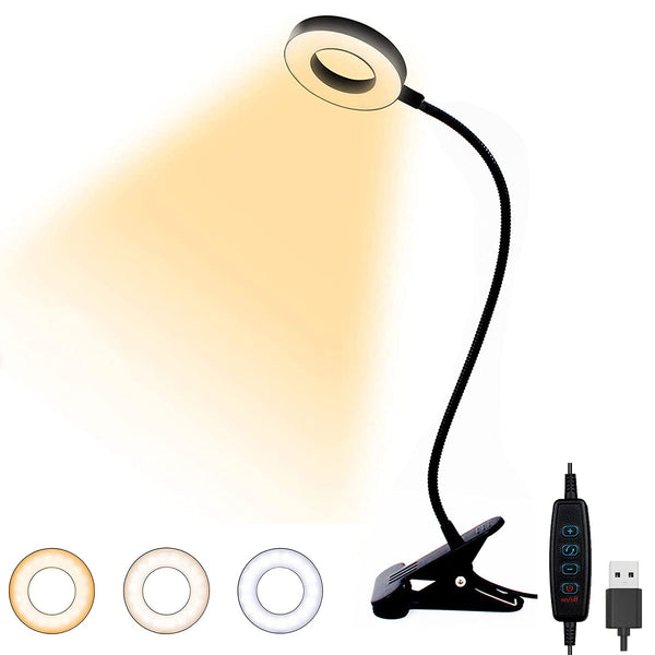 48 LED USB Desk Lamp with 10 Dimming Levels, Warm White, Clip-On, Black DEMO