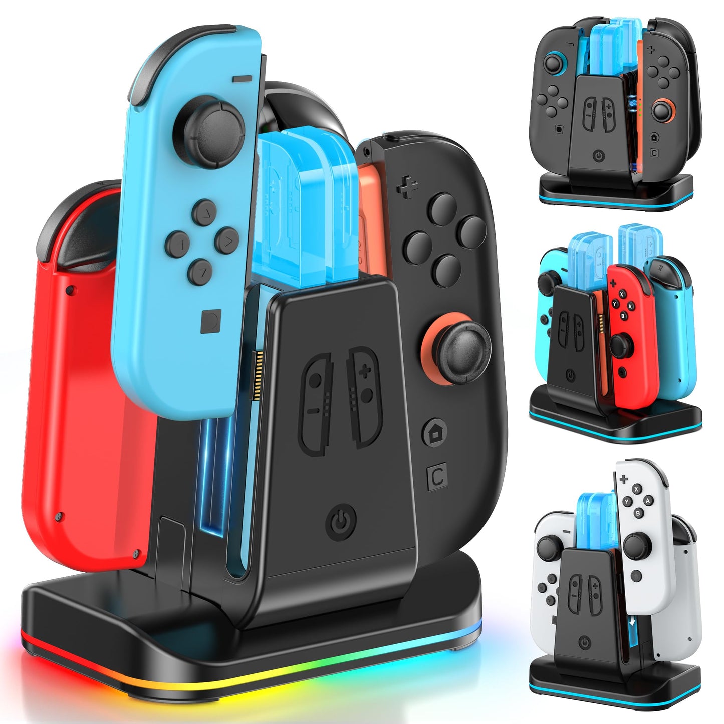 8-in-1 Charging Dock for Nintendo Switch Joy-Con Controllers - Black DEMO