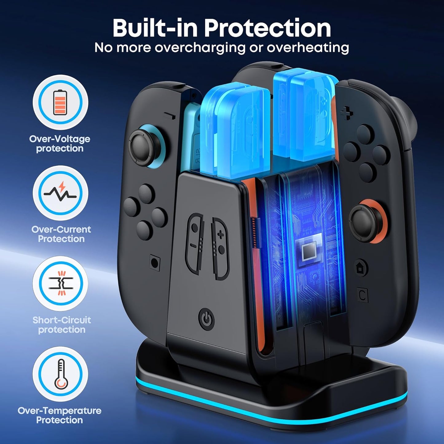8-in-1 Charging Dock for Nintendo Switch Joy-Con Controllers - Black DEMO