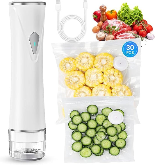 Portable Vacuum Sealer Machine for Food Preservation and Storage White NEW