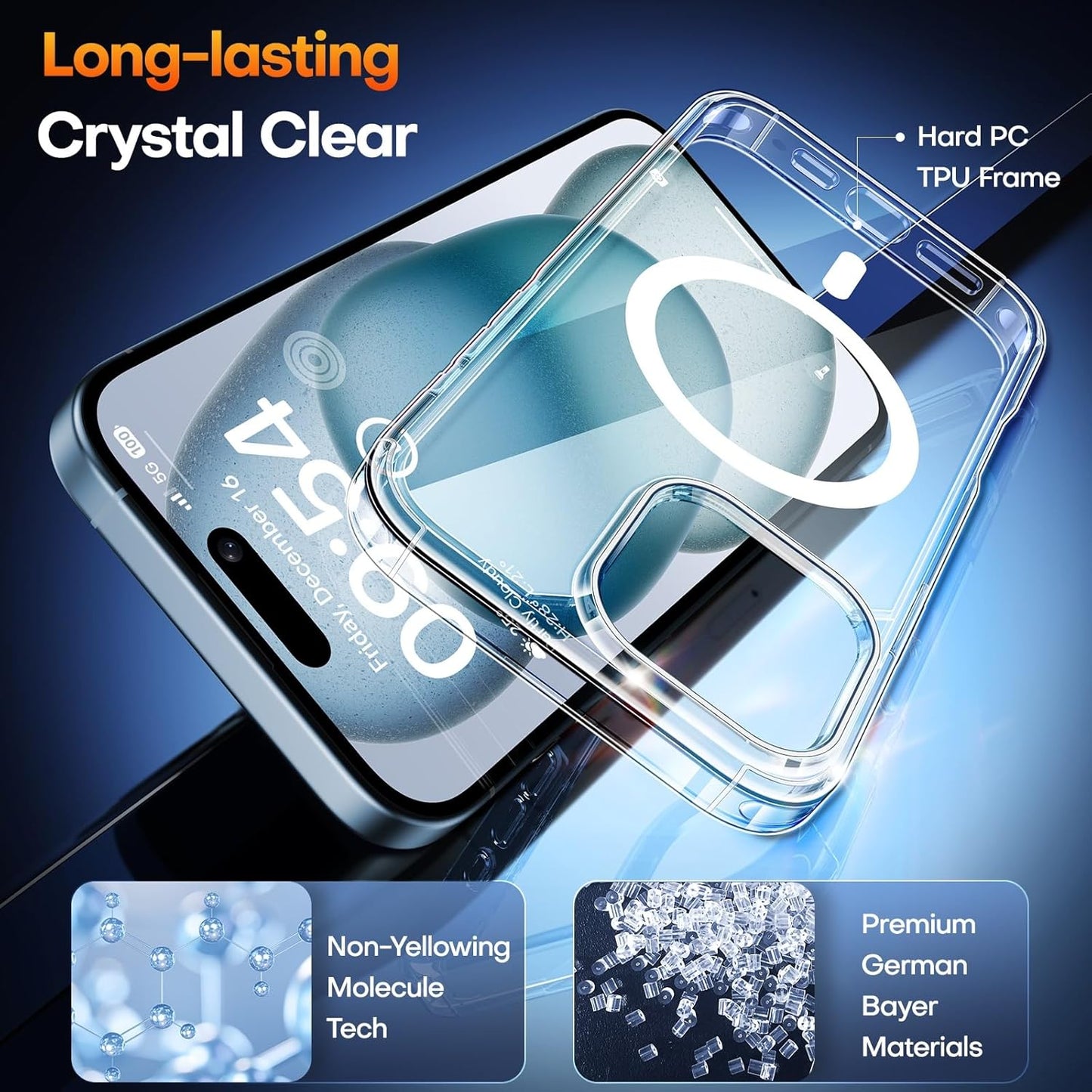 TAURI Clear Basic Cases Polycarbonate TPU Protective Case for iPhone 15 6.1 NEW