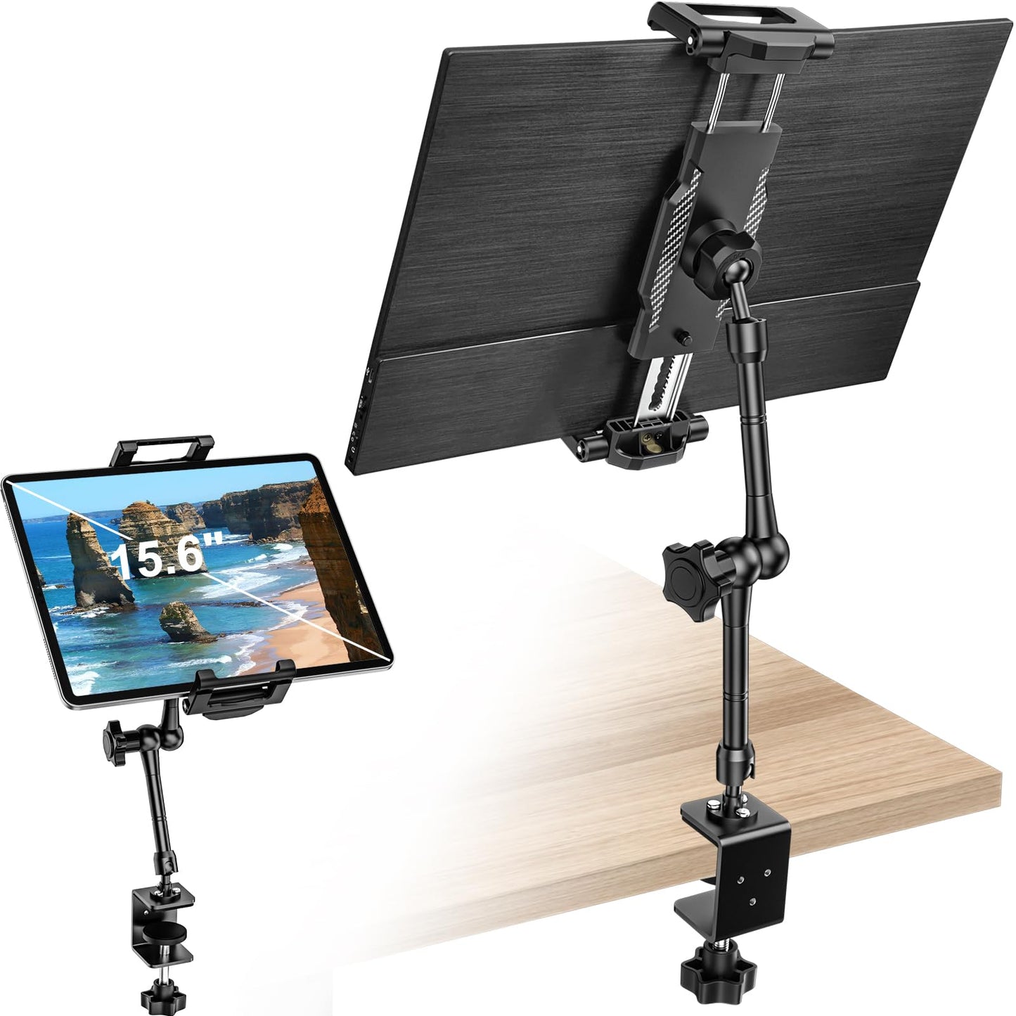 EXSHOW Adjustable Stands Metal Monitor Stand 360° Desk Mount for 15.6 Inch NEW