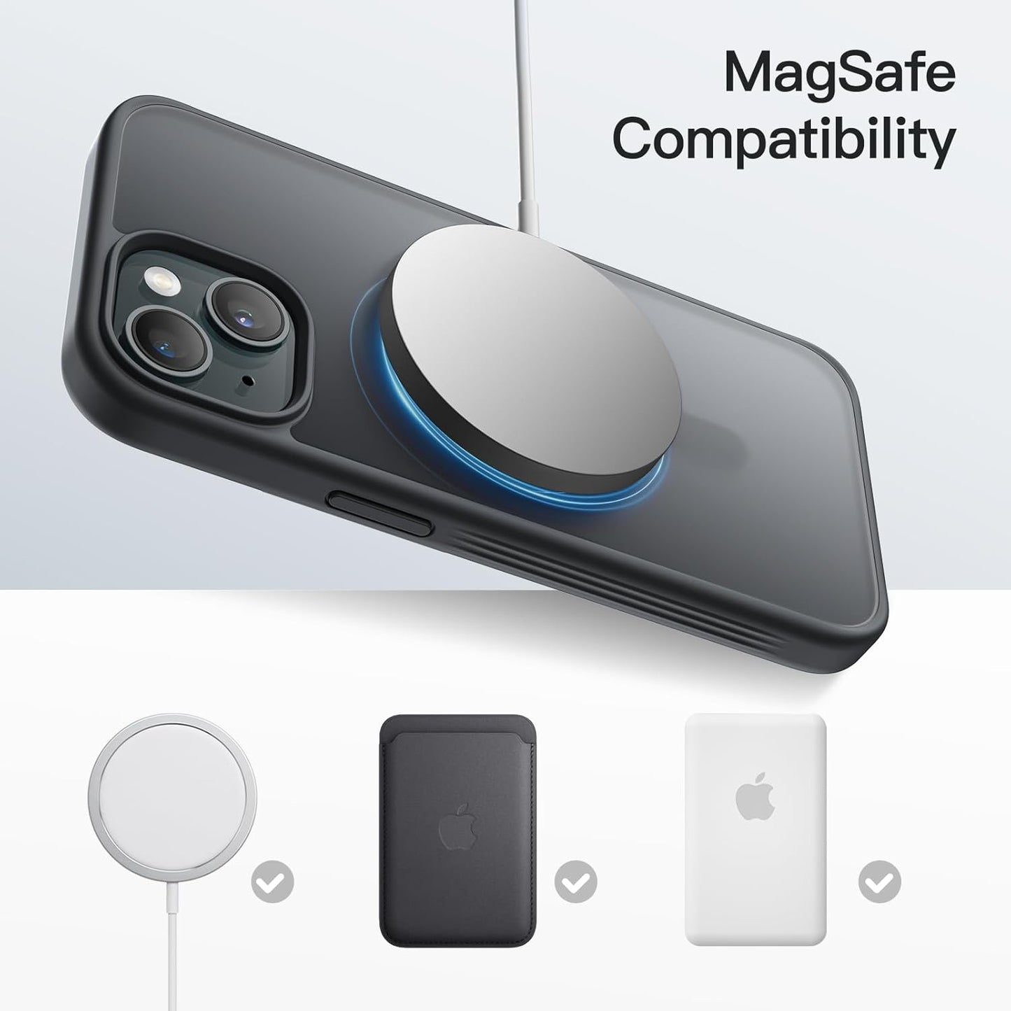 JETech 360° Rotatable Protective Phone Case for iPhone 15 6.1-Inch, Black NEW