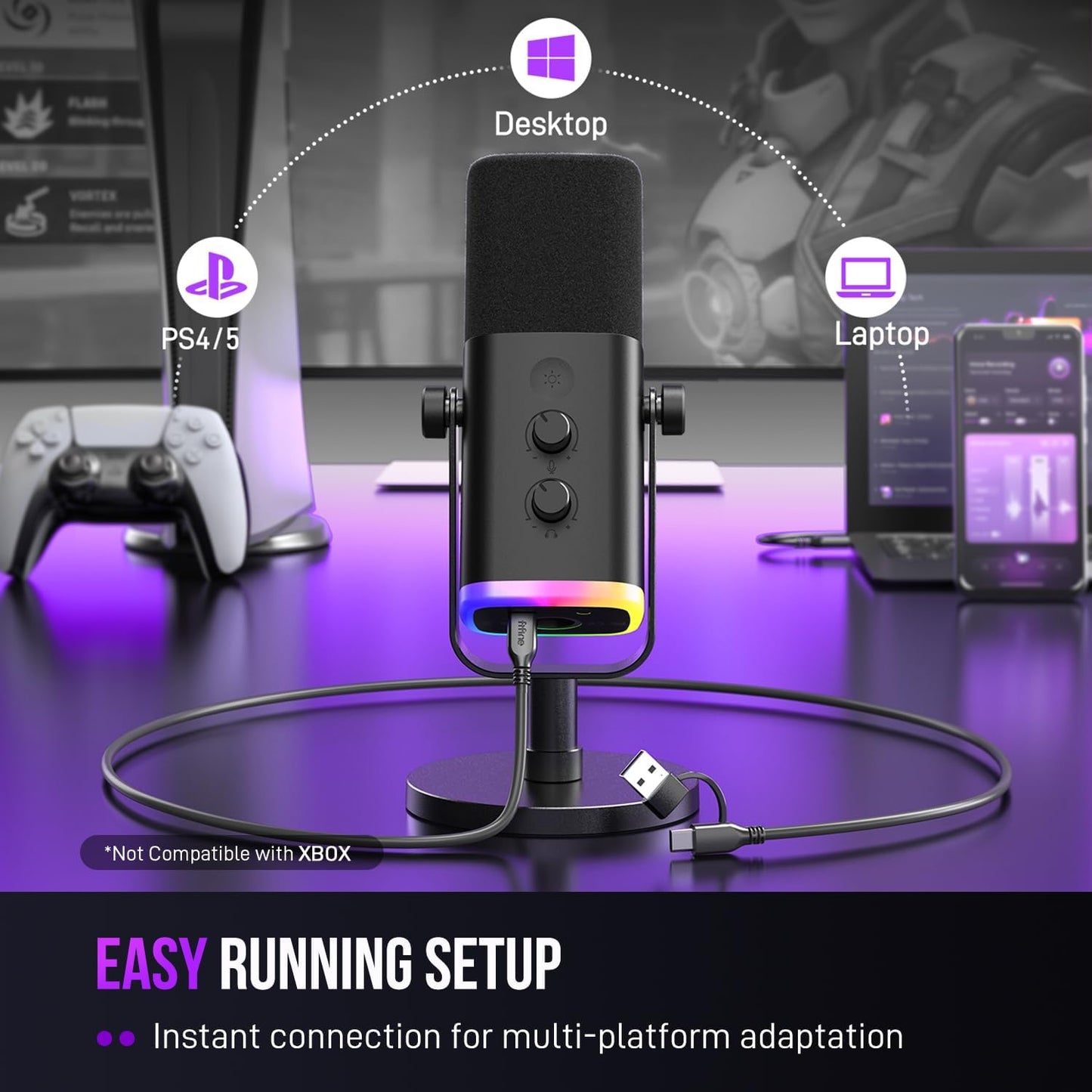 FIFINE Dynamic Microphone for Podcast Recording PC Gaming Streaming Black DEMO