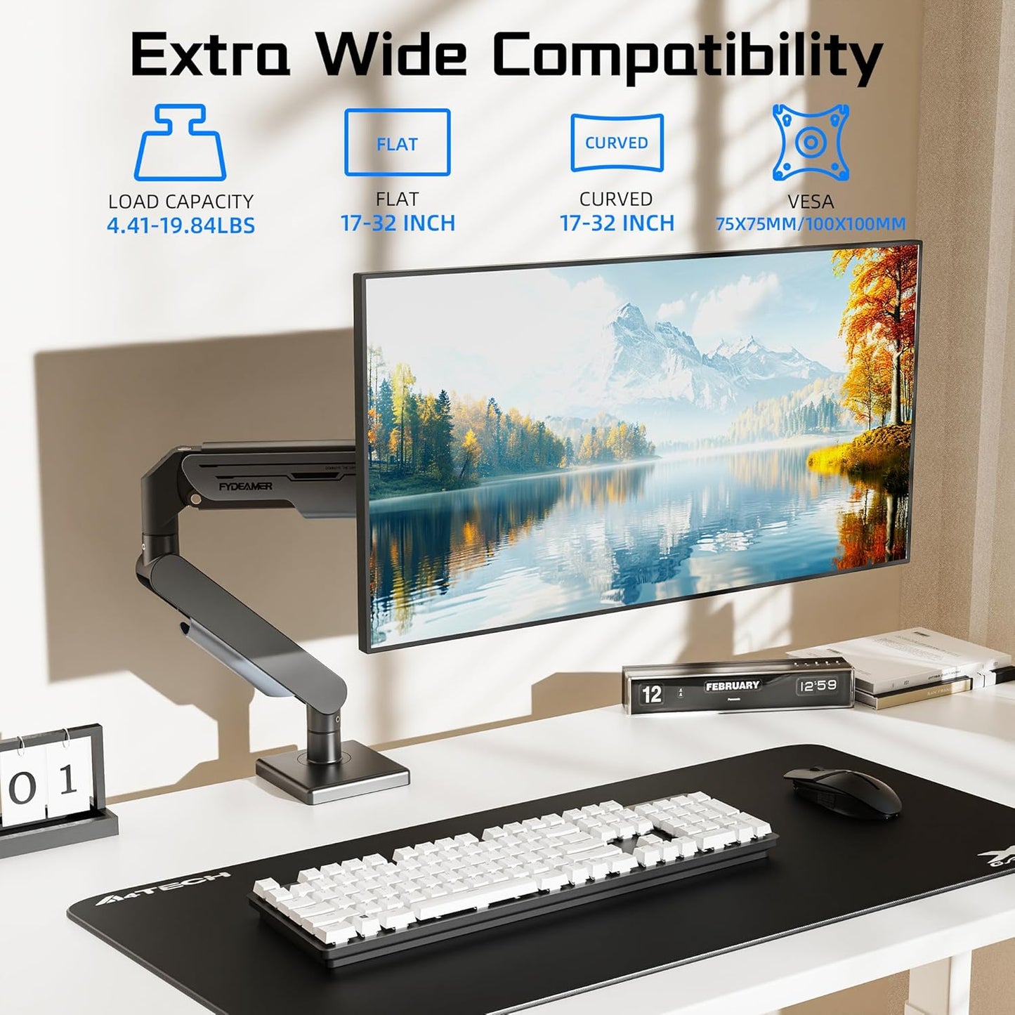 Fydeamer Heavy Duty Gas Spring Monitor Mount for 17-32 Inch Screens Black NEW