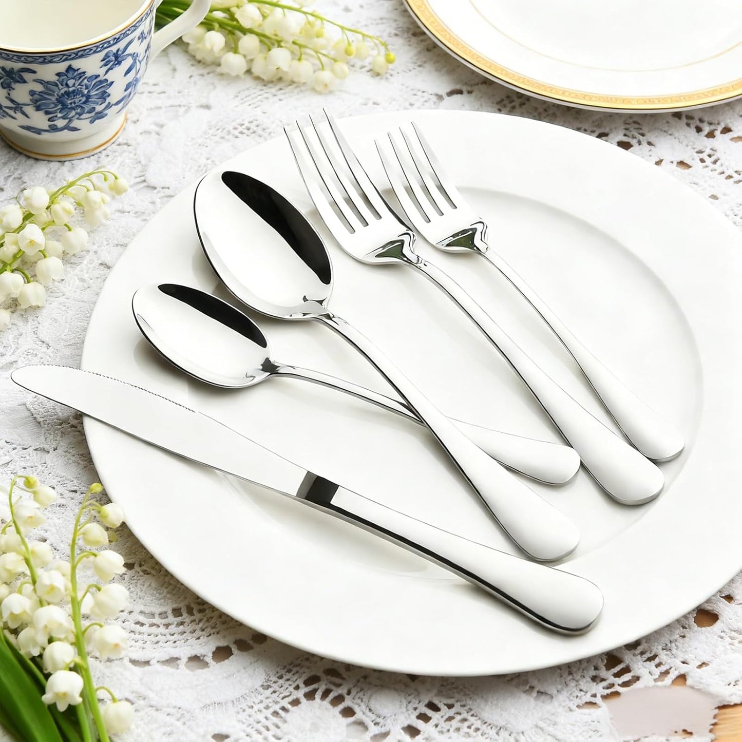 40-Piece Stainless Steel Flatware Set Service for 8 Cutlery Silver Standard NEW