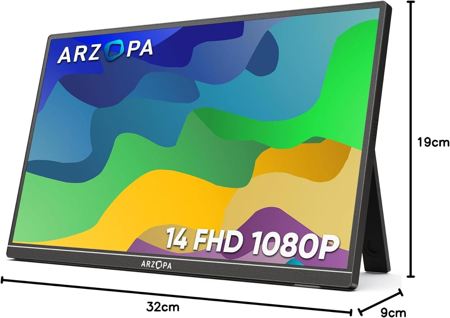 ARZOPA 14" Monitors Ultra Slim FHD Portable Laptop Monitor, Space Black, DEMO