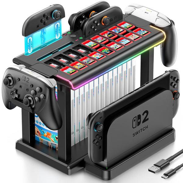 Switch 2 Gaming Accessories Organizer Station with Controller Charger Dock NEW