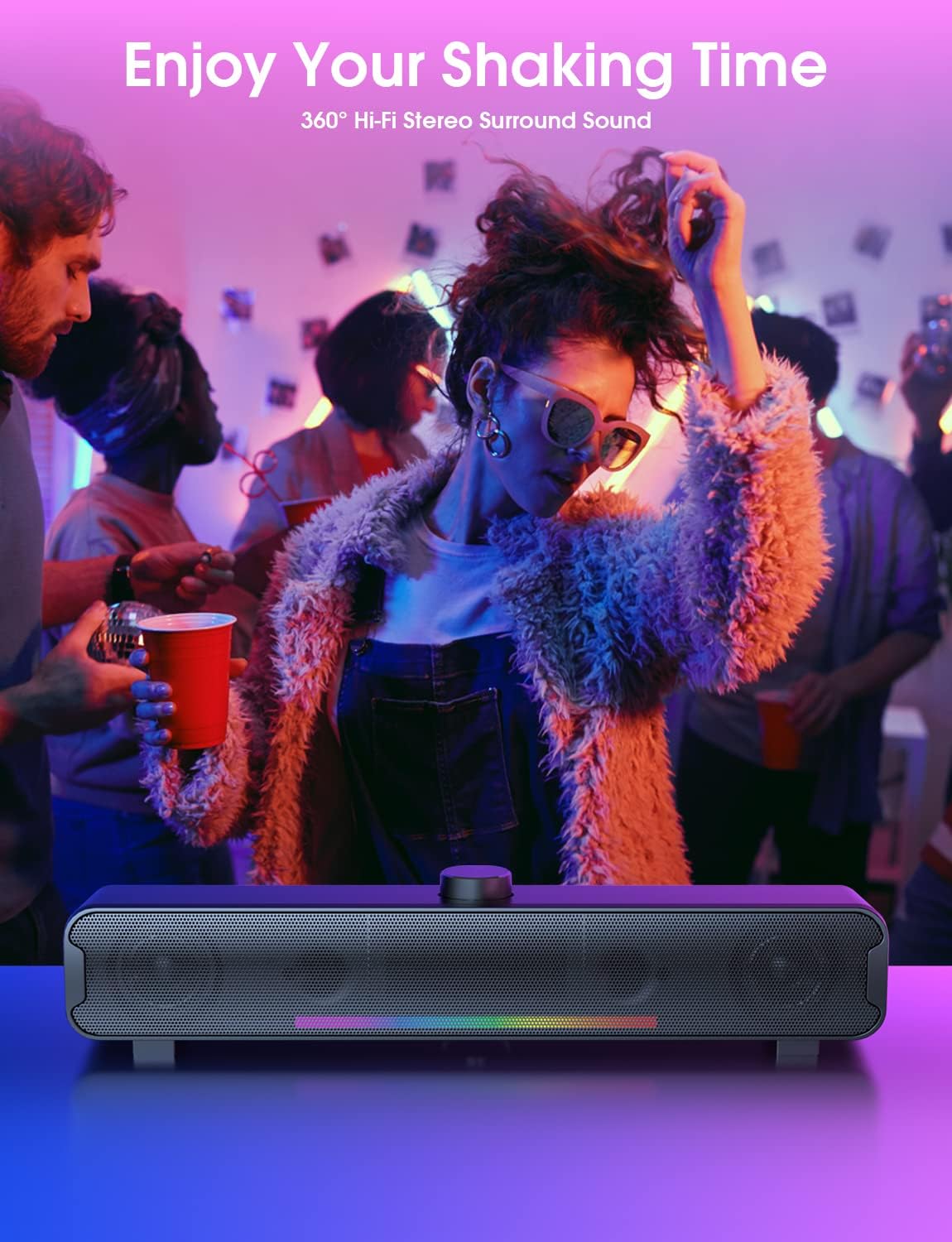 NOOTRY Bluetooth Soundbar Speakers with Dual HiFi Stereo & RGB Lighting DEMO