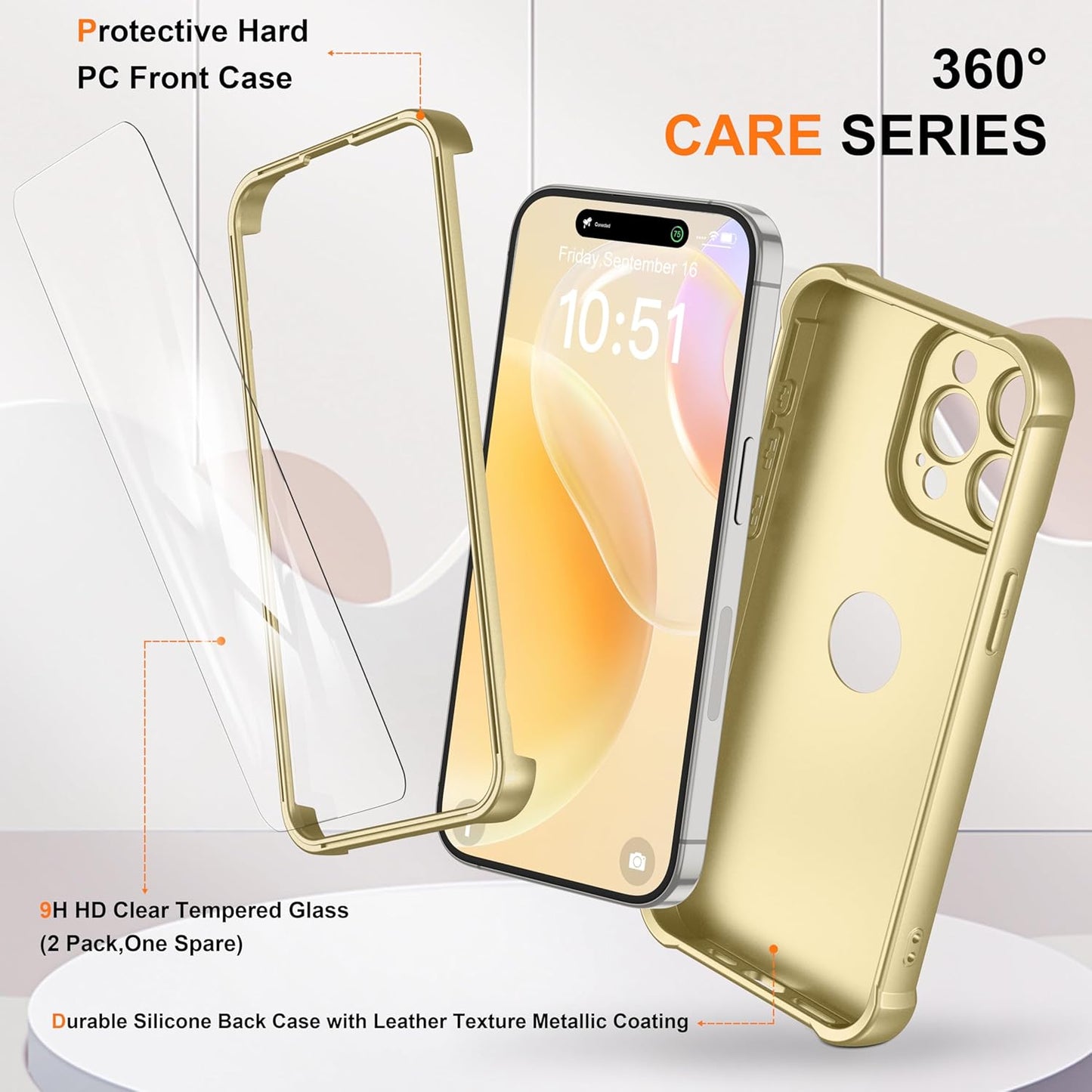 ORETECH Phone Case with Tempered Glass Screen Protector for iPhone 15 Pro NEW