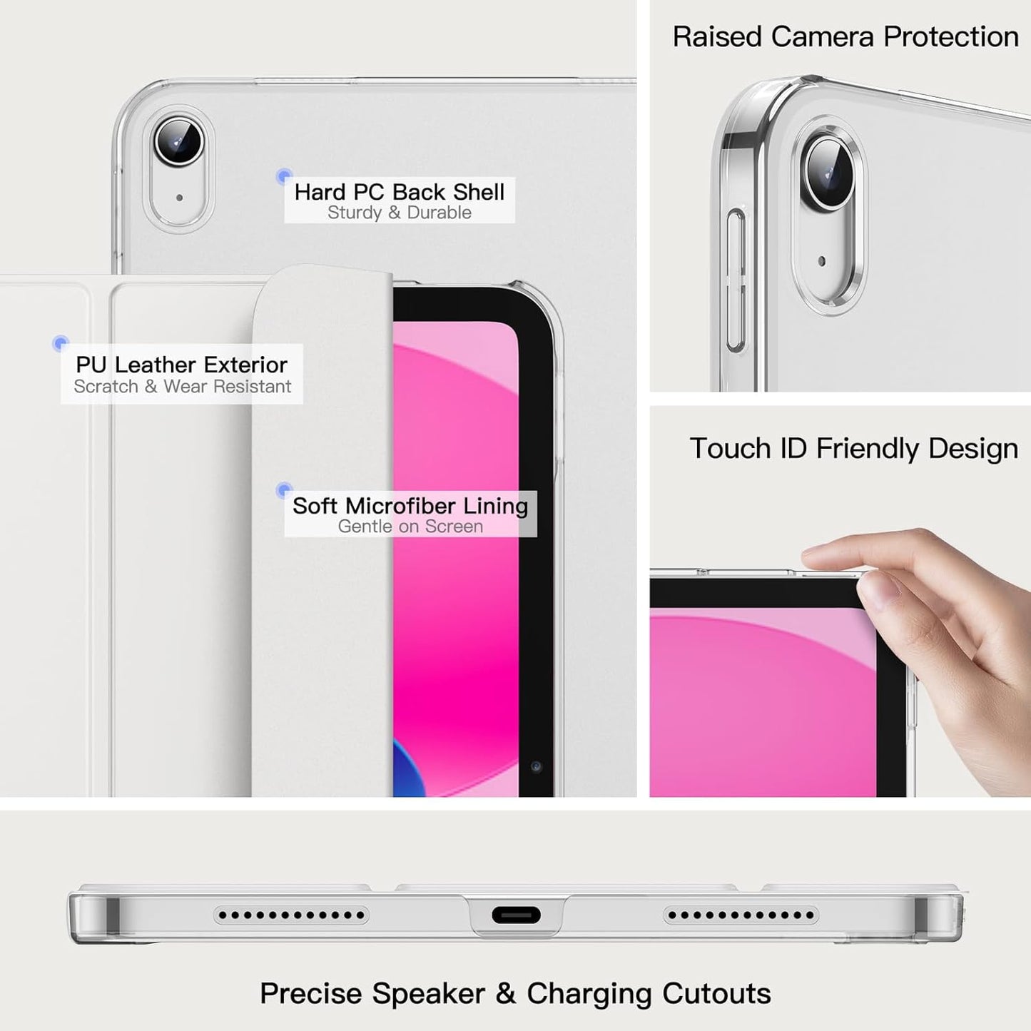 JETech White Tablet Case for Latest iPad A16 2025 & 10 Size iPad A16 NEW