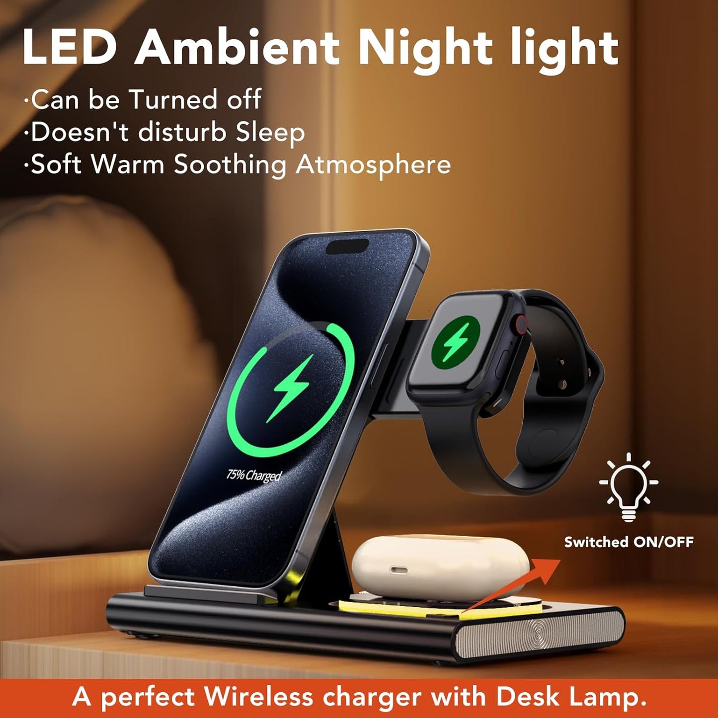 3-in-1 Foldable Fast Wireless Charging Station for iPhone Android Devices NEW