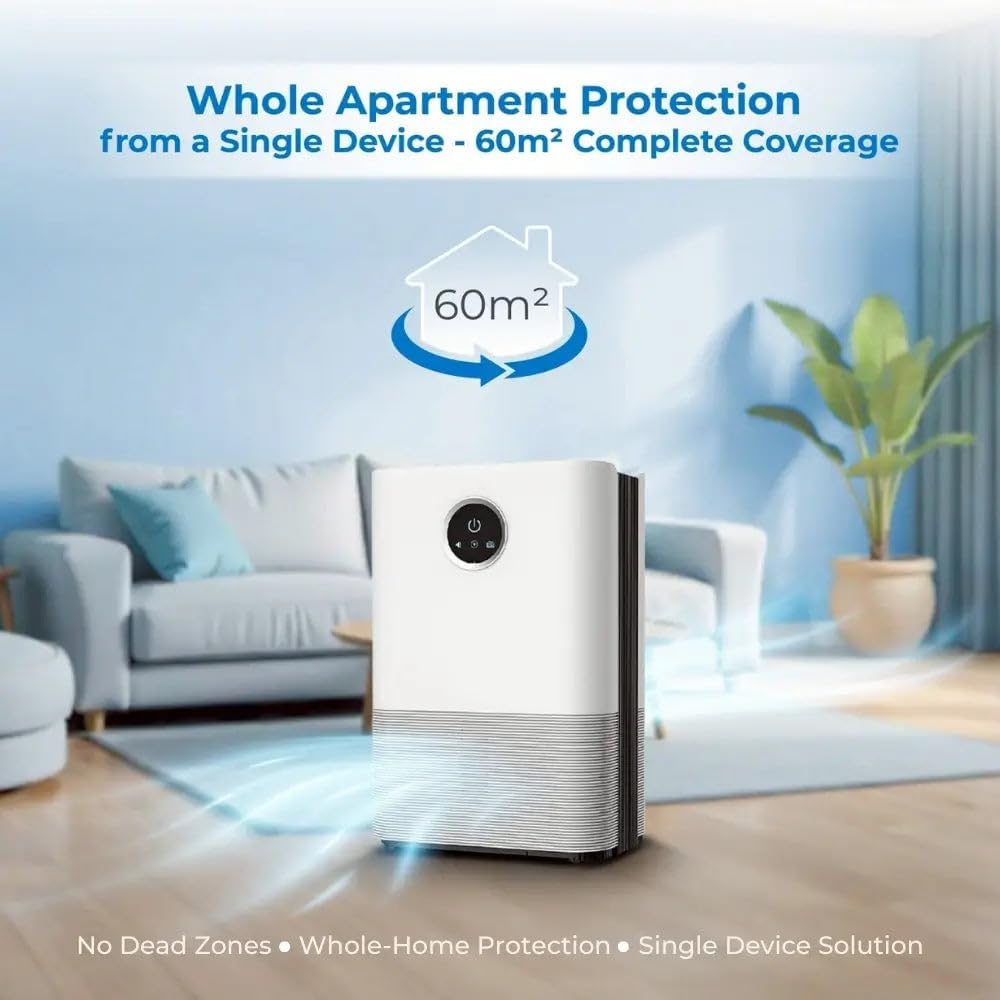 HOVEROO 1000ML Air Purifier & Dehumidifier for Home Damp Control, White NEW