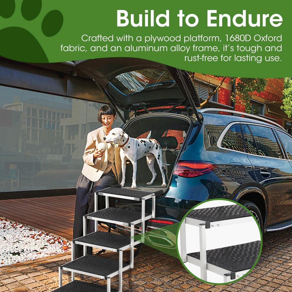Petzly Portable Folding Dog Stairs Non-Slip Surfaced Pet Furniture Grey DEMO