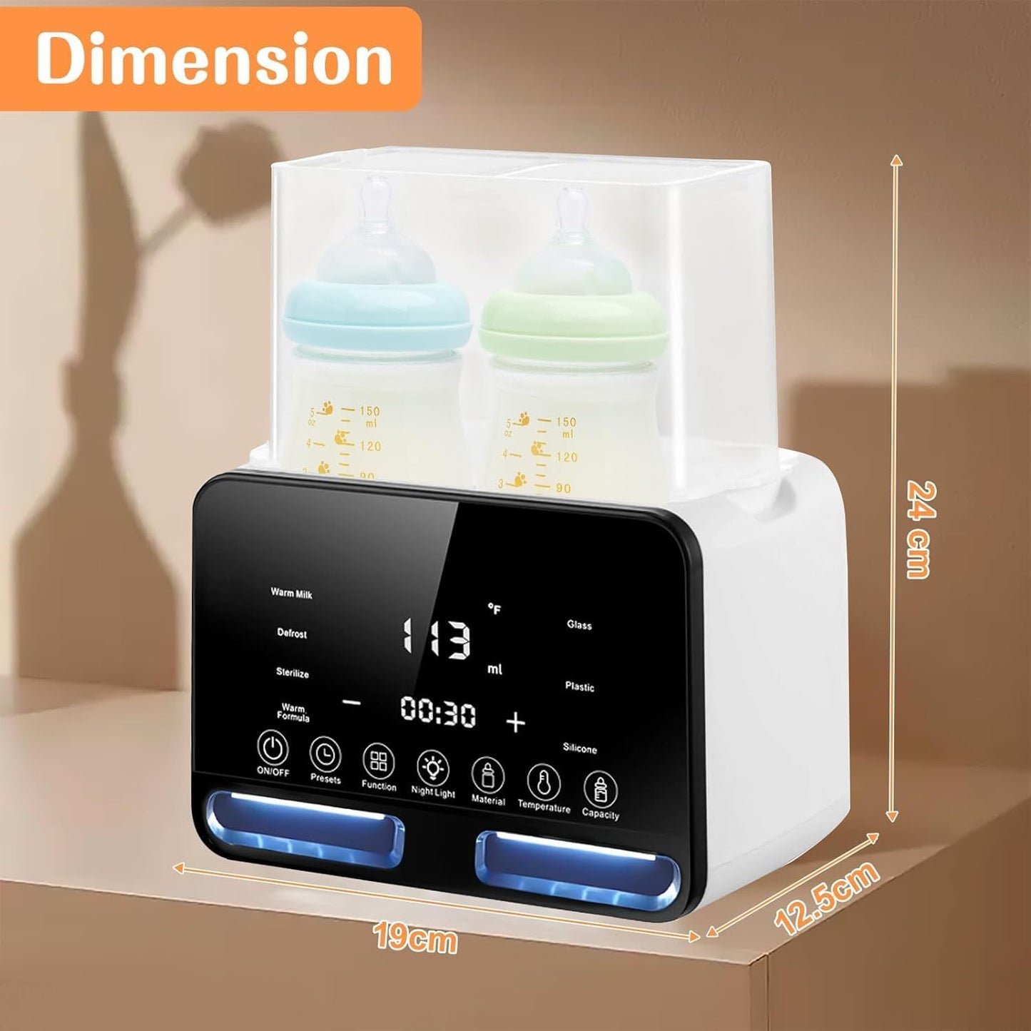 Double Bottle Warmer and Sterilizer for Baby Bottles, Milk - White DEMO