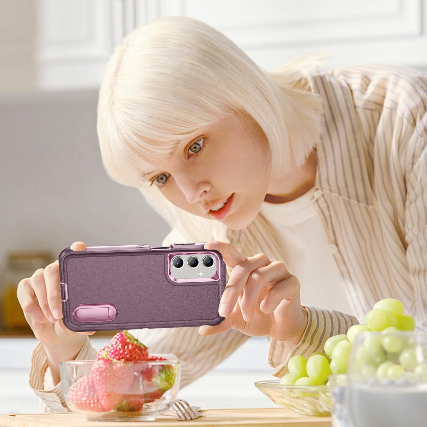 Asuwish Phone Case for Samsung Galaxy A17 5G/4G with Tempered Glass Purple DEMO