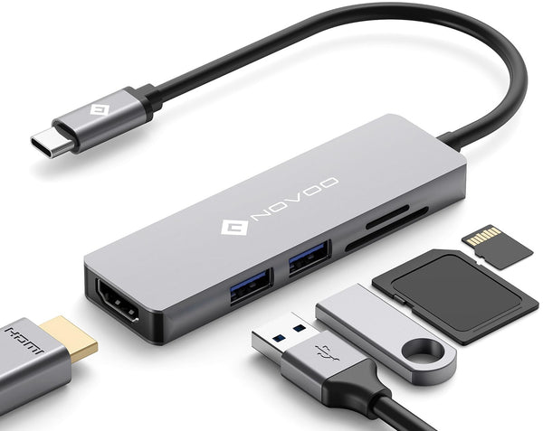 NOVOO 5-IN-1 USB Hubs USB Type C Hub Adapter with 4K HDMI, 2 3.0, SD Card DEMO