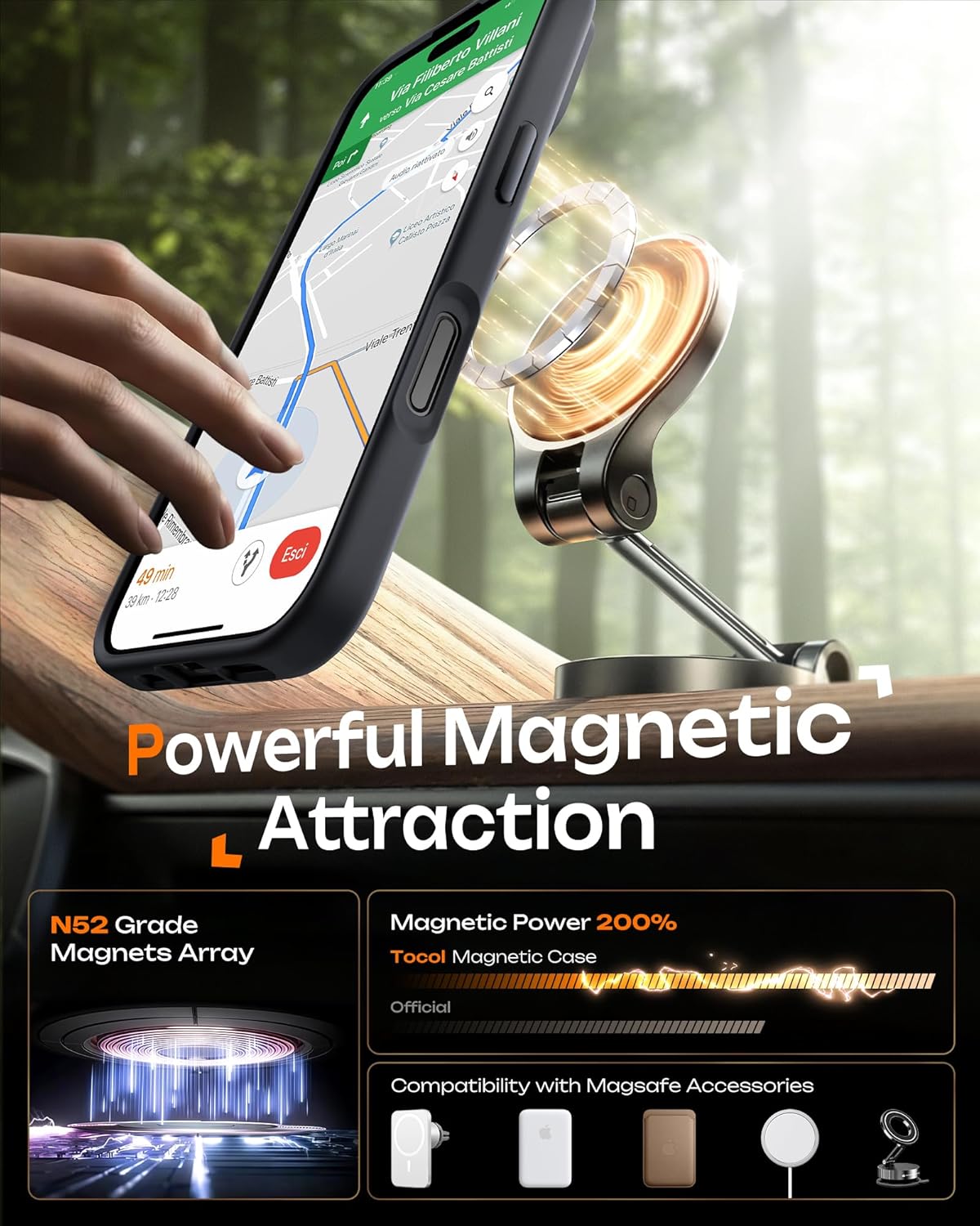 TOCOL Phone Case with Full Camera Protection and Built-in Magnetic Ring for NEW