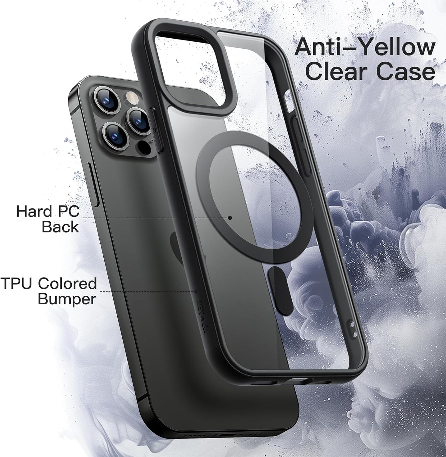 JETech Magnetic Protective Phone Case for iPhone 12/12 Pro 6.1-Inch Black NEW