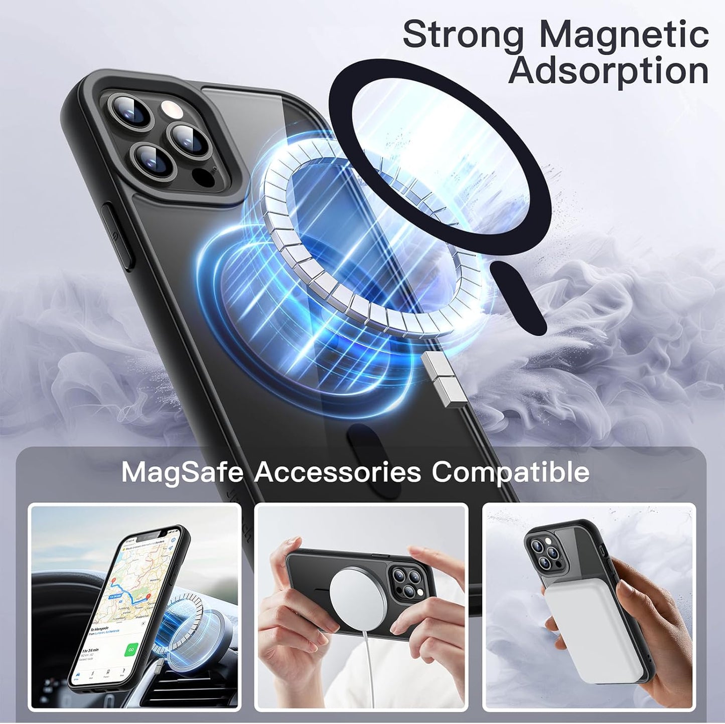 JETech Magnetic Protective Phone Case for iPhone 12/12 Pro 6.1-Inch Black NEW